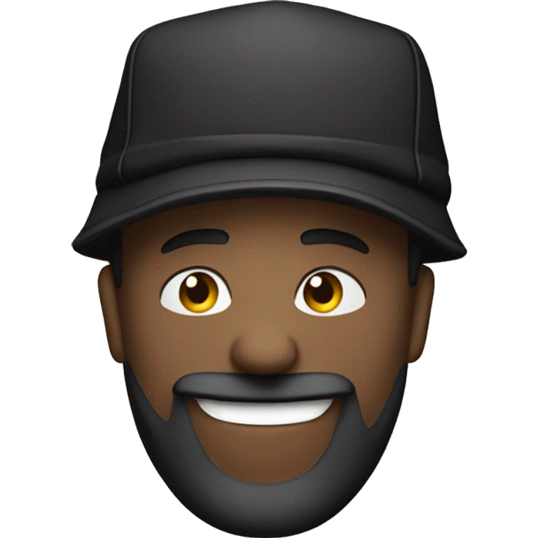 Head of man with beard and black Jordan hat laughing emoji