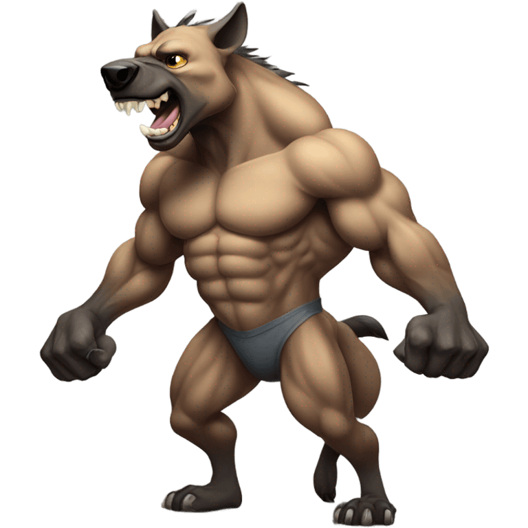 Strong bodybuilding Hyena flexing body emoji