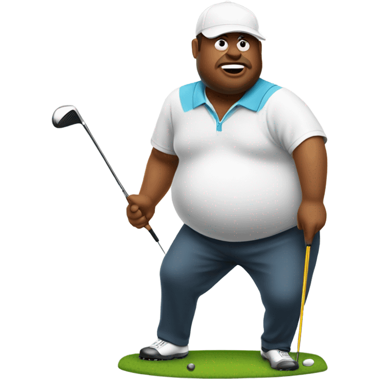 Fat man playing golf emoji