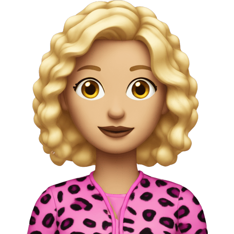 blonde woman in pink leopard outfit  emoji