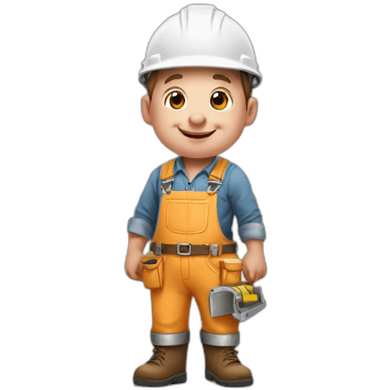 happy little pig brother dressed like a builder ready to build his home emoji