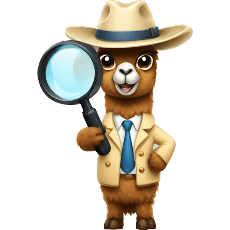 A llama detective with a magnifying gl emoji