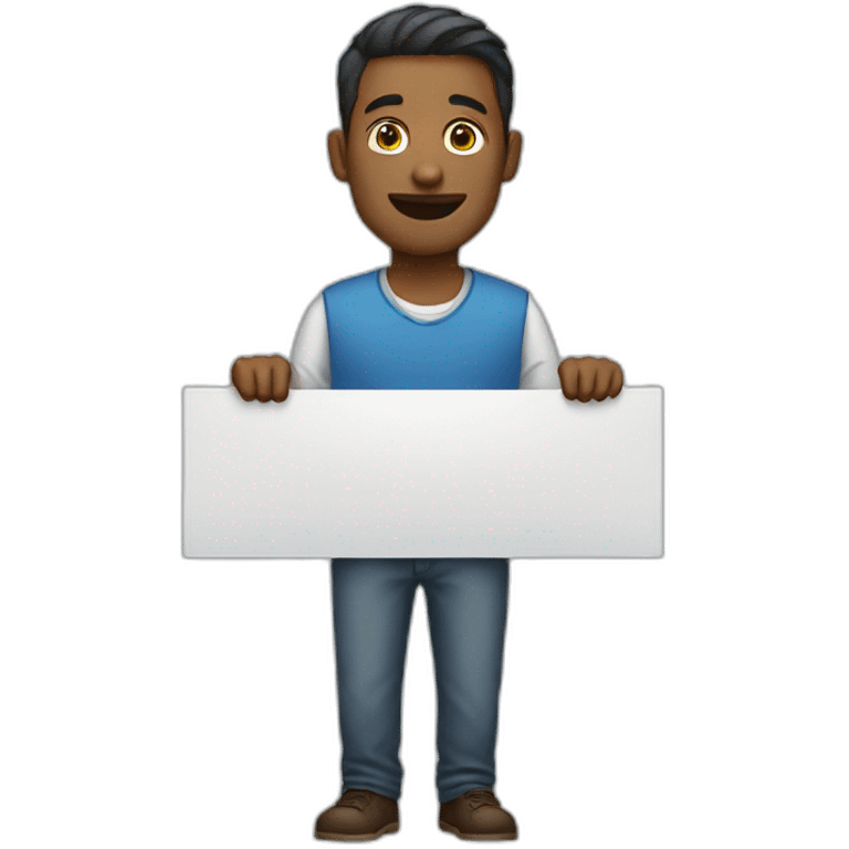 man holding banner emoji