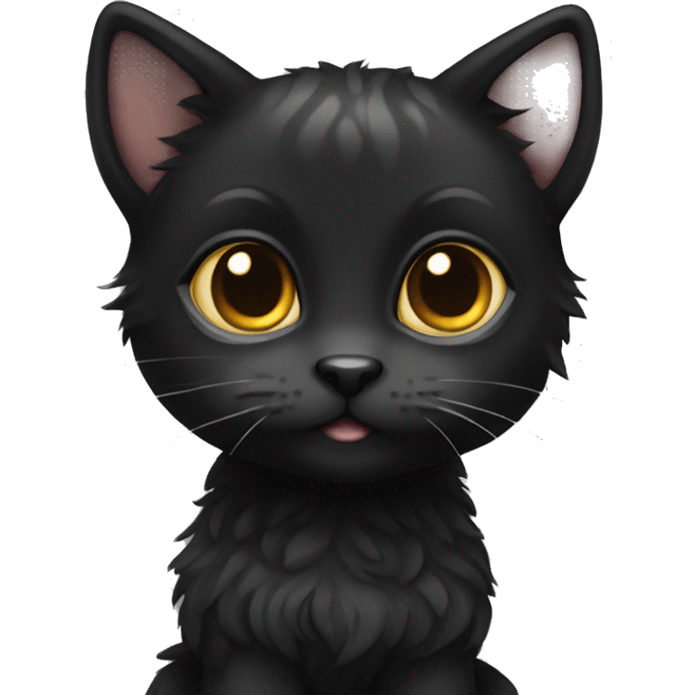 Black fur cat
Big eyes
Cute tail
Braided hair
Small ears emoji