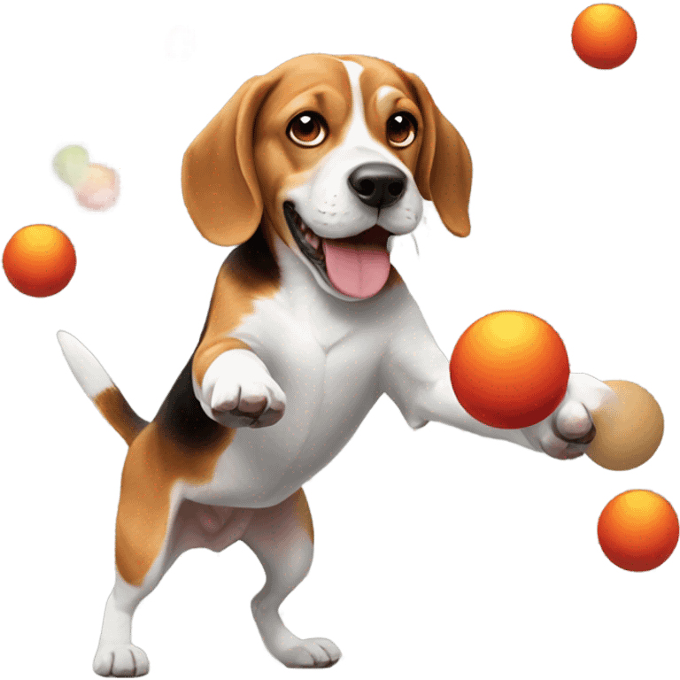 Beagle juggling balls emoji