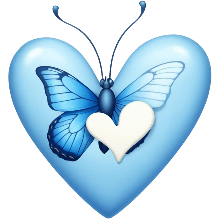 white heart with blue butterfly’s on it emoji