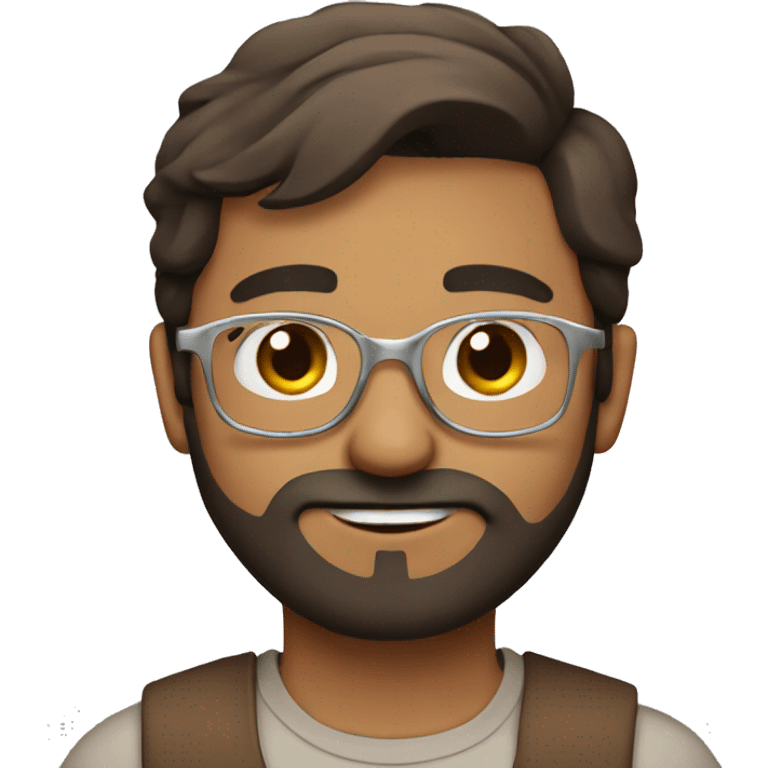 Indian guy, with beard, brown hair, silver glasses emoji