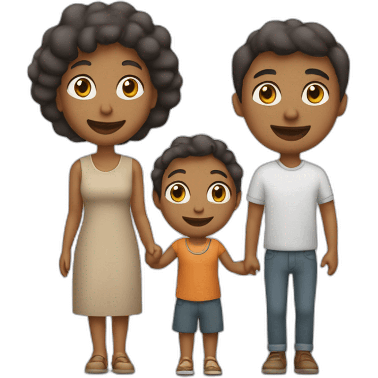 Pai, mãe e um casal de filhos viajando emoji