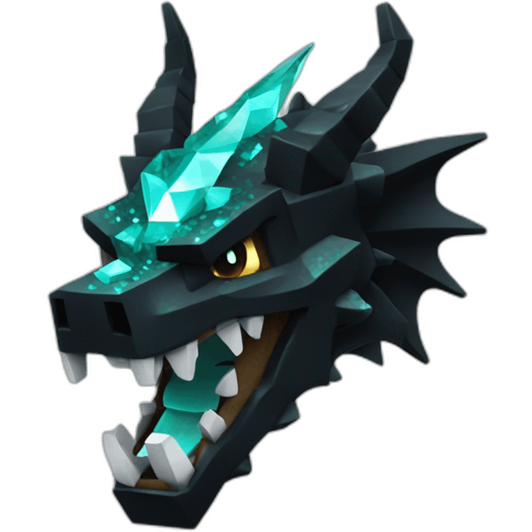 Minecraft Glitter Black Dragon Head With Diamond Horn emoji