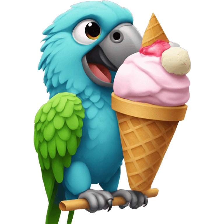 parrot with ice cream  emoji