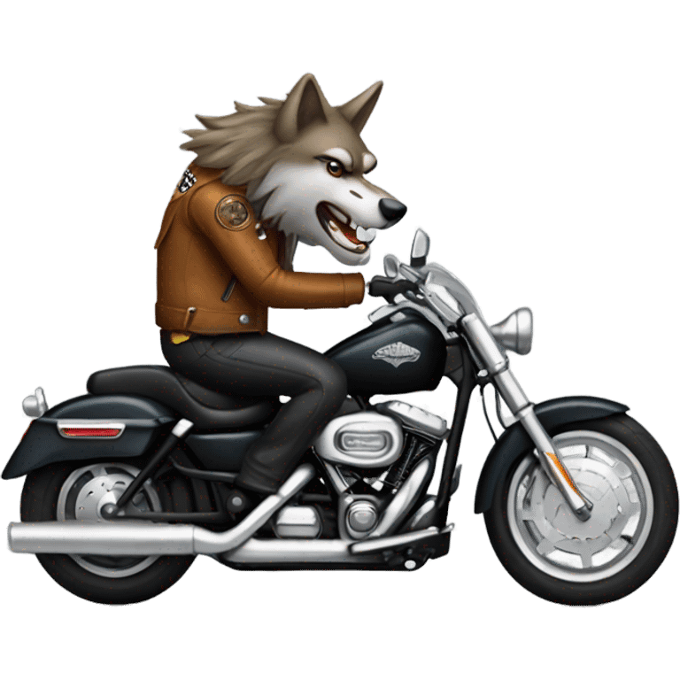 Wolf on Harley Davidson emoji