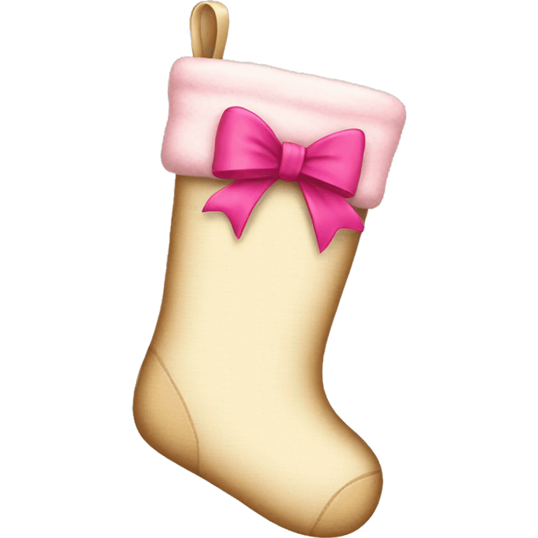 Beige Christmas stockings with pink bow on top emoji