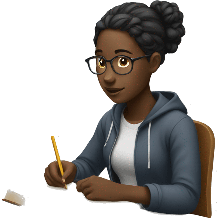 black girl studying emoji