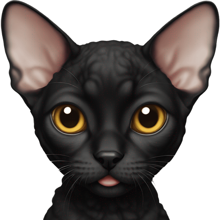 Cute black devon rex emoji