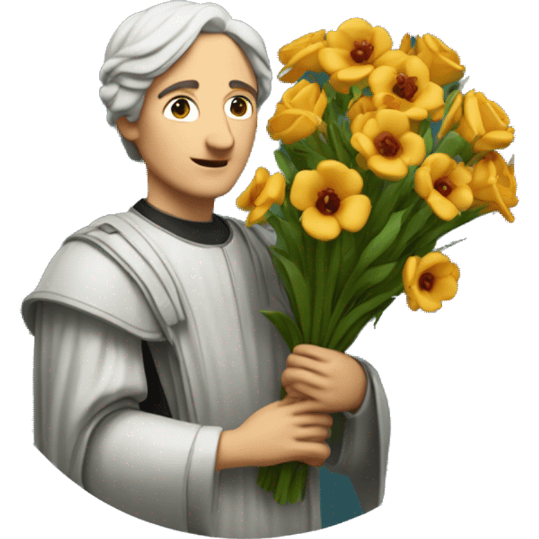 Petrarch holding a bouquet of flowers emoji