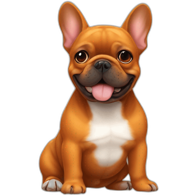 french bulldog dog old cheerful fat  dark orange same color emoji