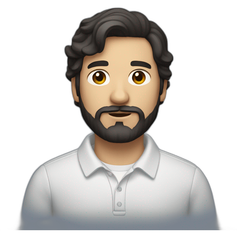 A dark-haired person with a beard at the bottom and a light mustache, wearing Lacoste clothes  emoji