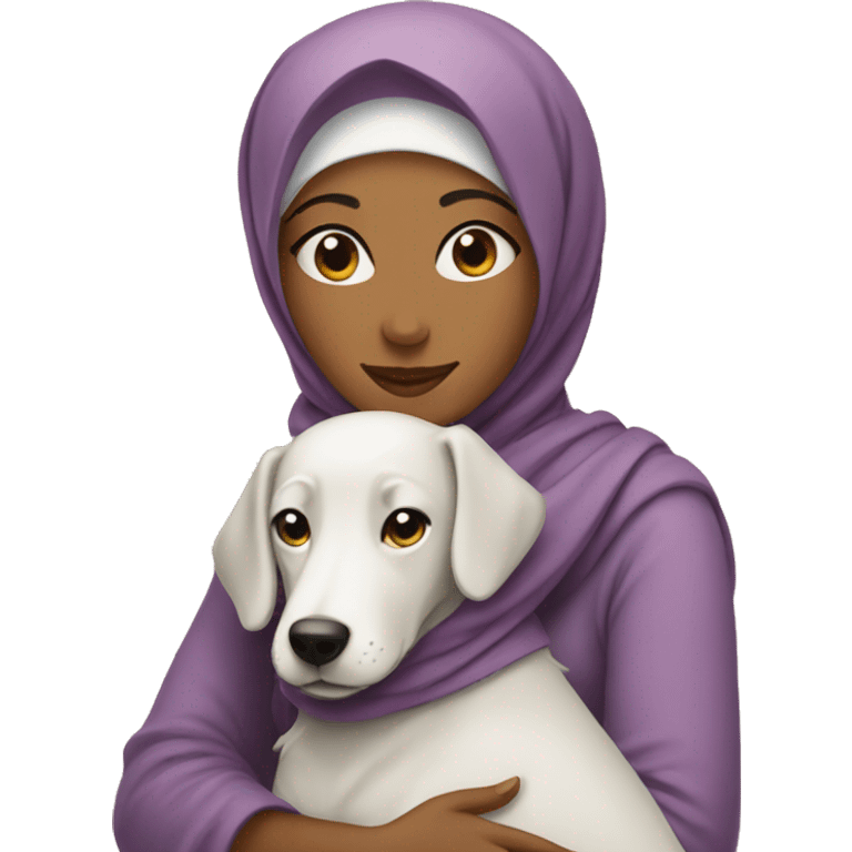 pretty woman with hijab hugging a dog emoji