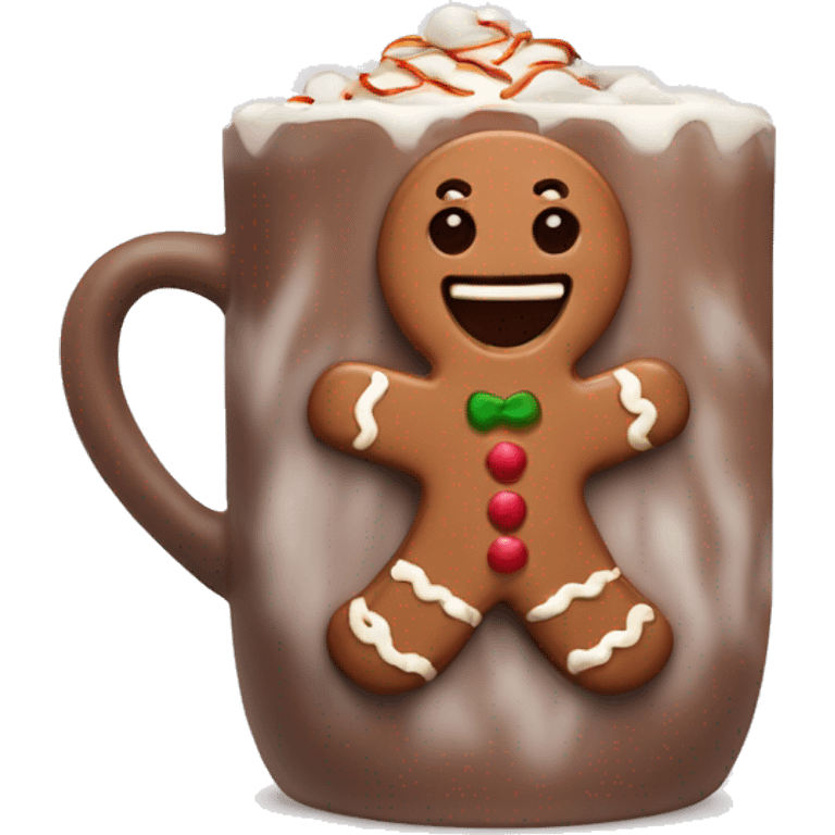 Holiday hot chocolate with a gingerbread man  emoji