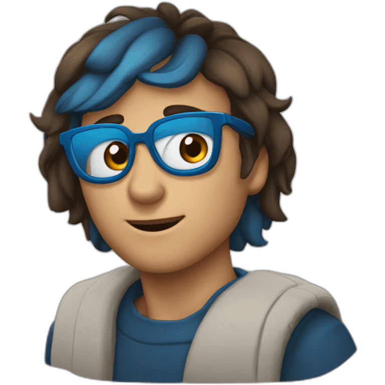 Homme brun lunette et yeux bleu emoji