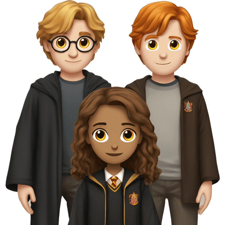 harry potter and hermione granger and ron weasley standing together emoji