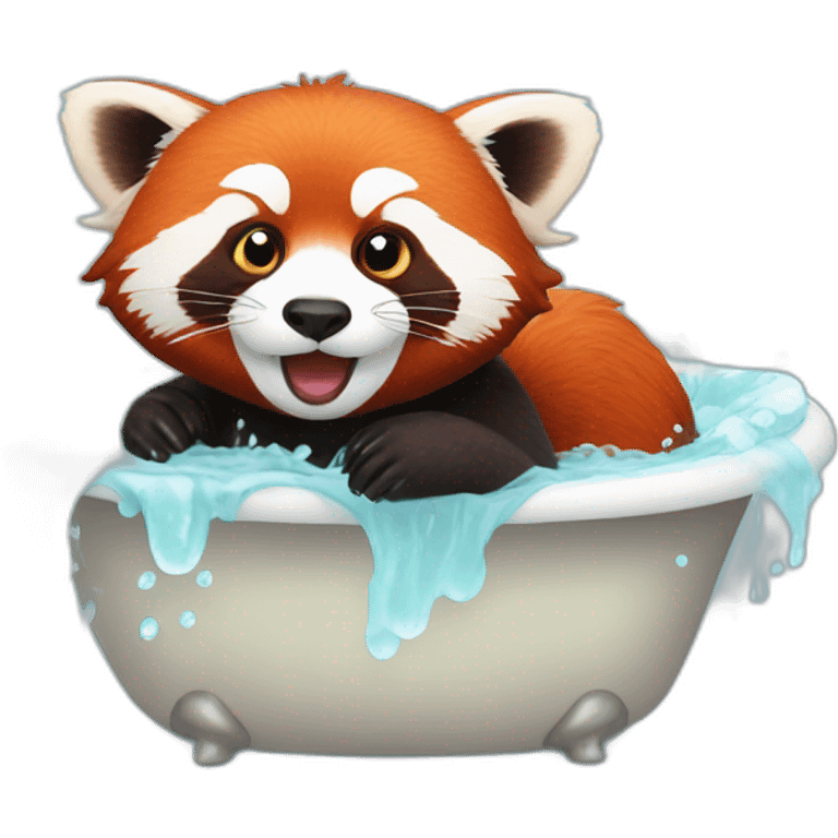 Red panda taking a bath emoji