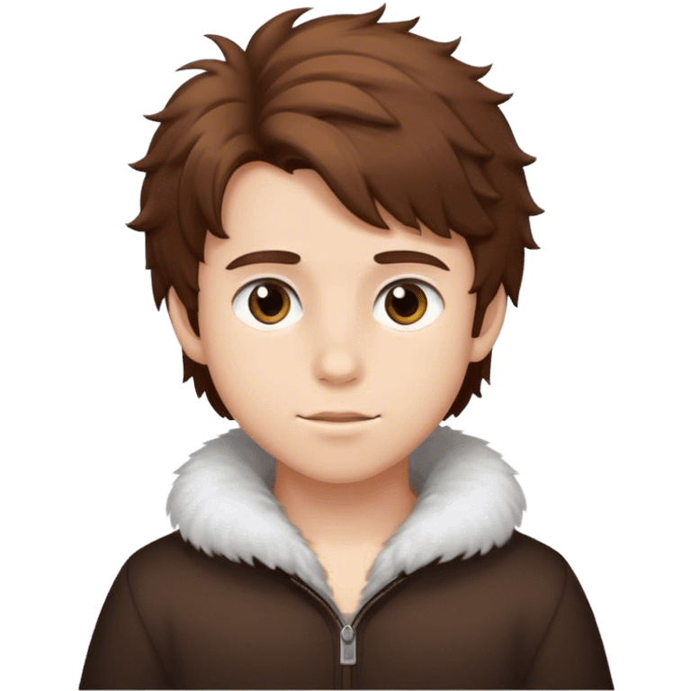 Boy with fluffy brown hair emoji