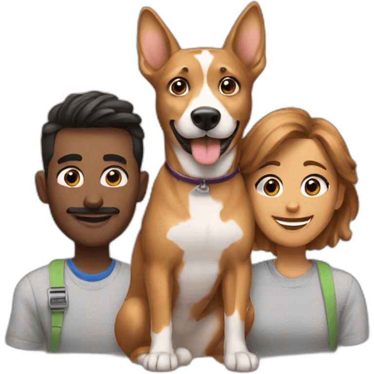 Happy gay couple with a dog emoji