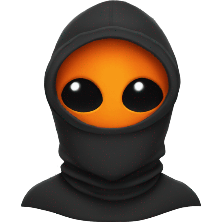 ORANGE Alien with BLACK balaclava emoji