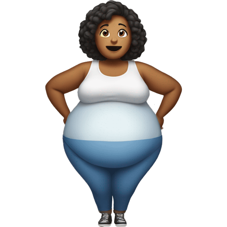 a woman with a giant belly emoji