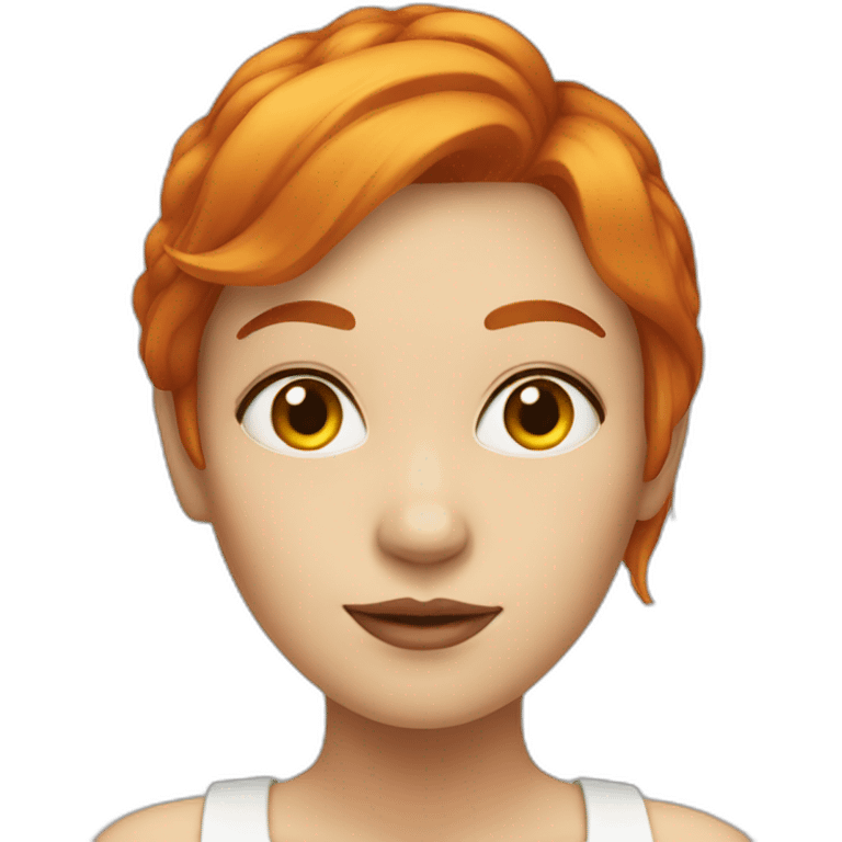 women, red hair and yellow decoloration at the tip, with a very white skin emoji