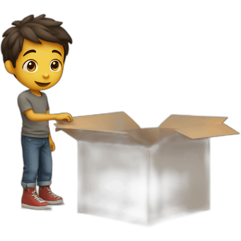 boy finding a small boy in the box emoji