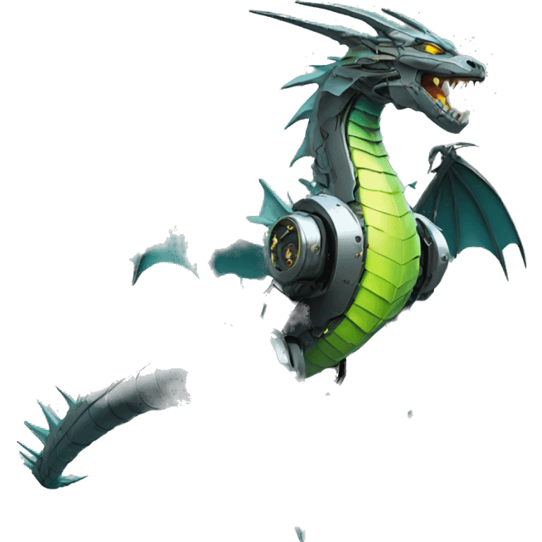 Mechanical futuristic Dragon full body emoji