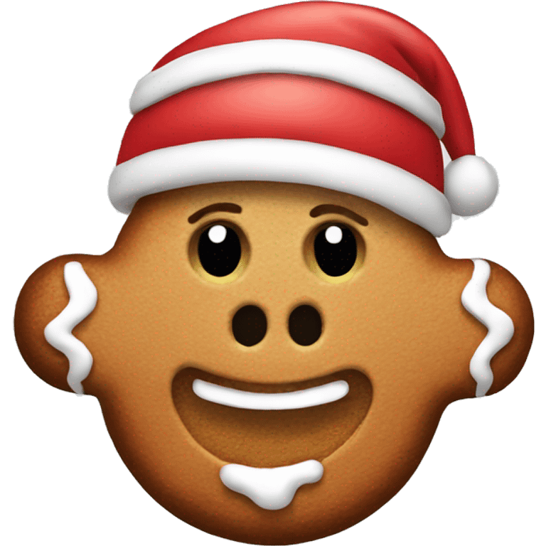 Gingerbread man wearing Santa hat emoji