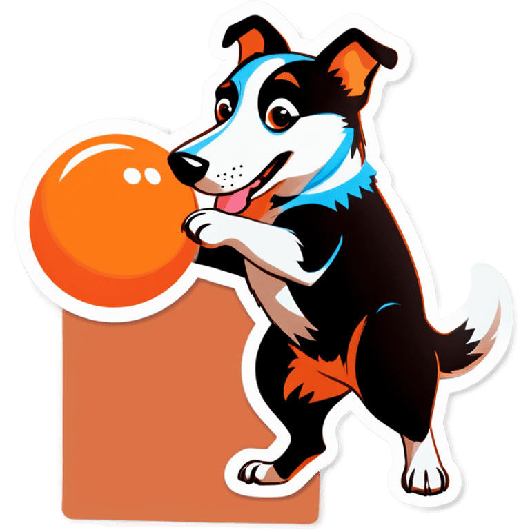 Dog with a orange ball emoji