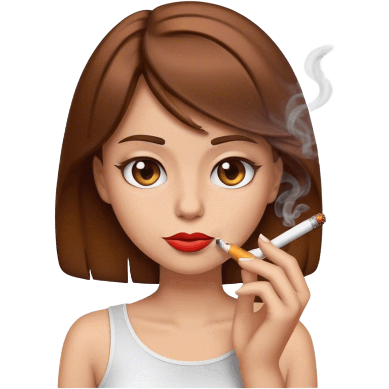 emoji girl with brown hair smoking a cigarette  emoji