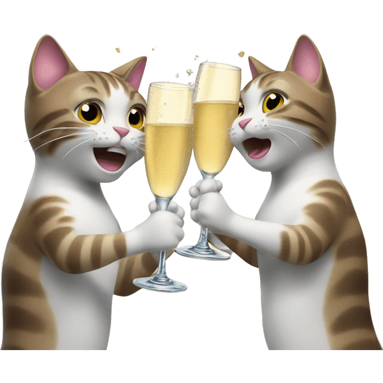 two cats cheerings champagne emoji