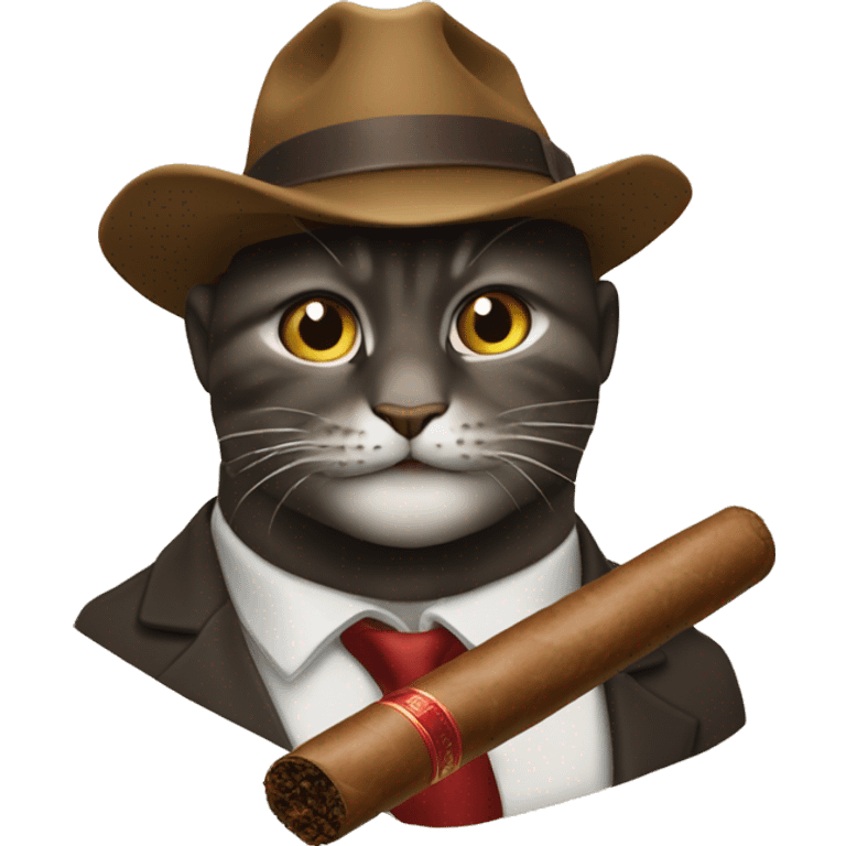 En kat der ryger en cigar emoji