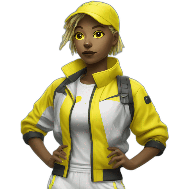 cyberpunk yellow girl in tennis uniform emoji