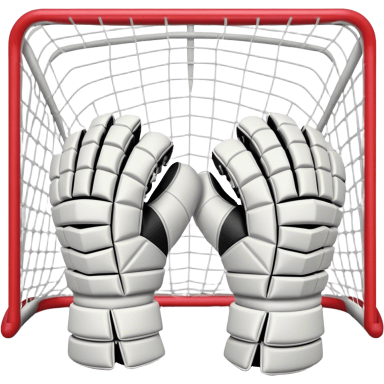 Cinematic Realistic image of goalie gloves showcasing detailed fabric textures and intricate grip patterns, rendered against a blurred goal backdrop with focused, high-contrast lighting that accentuates their essential design emoji