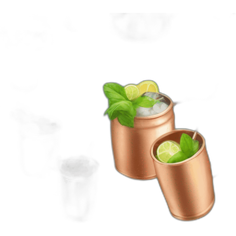 Belle femme boit un moscow mule dans un verre en cuivre emoji