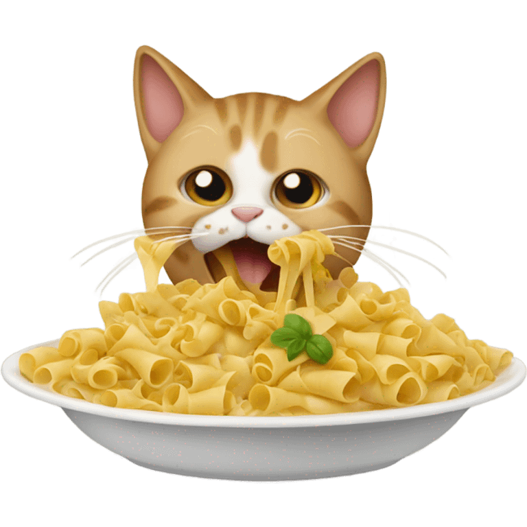 Cat eating pasta emoji