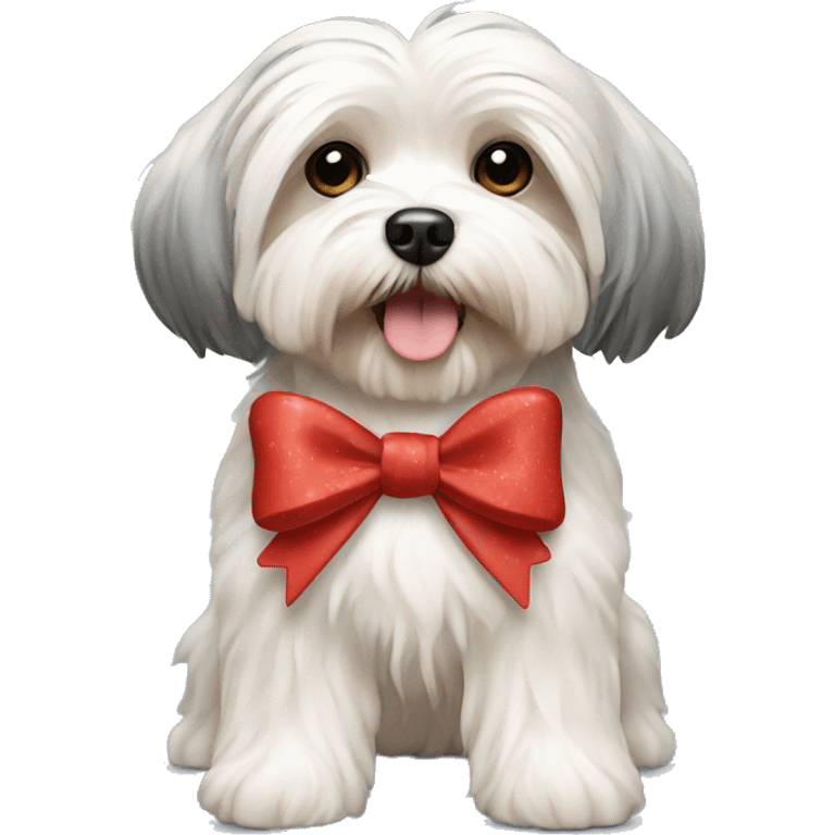 havanese dog with bow emoji