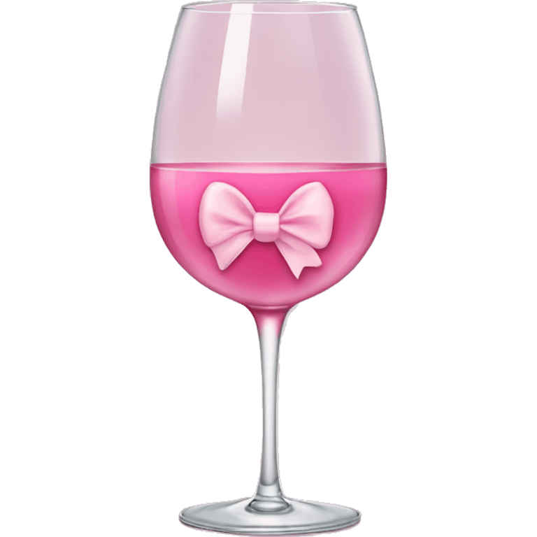 Soft pink wine in a glass with pink bow emoji