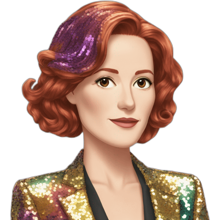 Audrey fleurot smooth hair multicolored sequined suit emoji