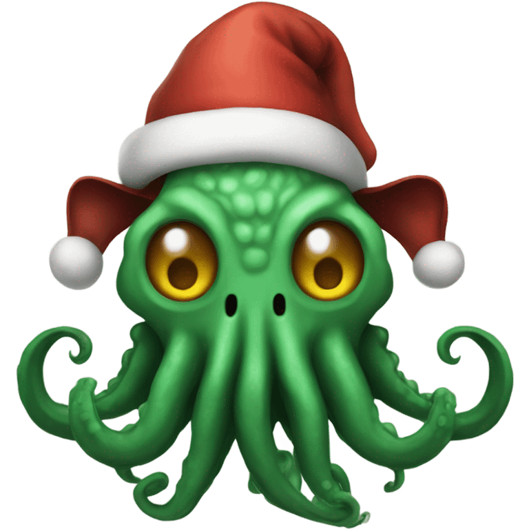 cthulhu with Christmas hat emoji