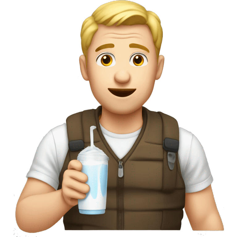 Man drinking milk drops emoji