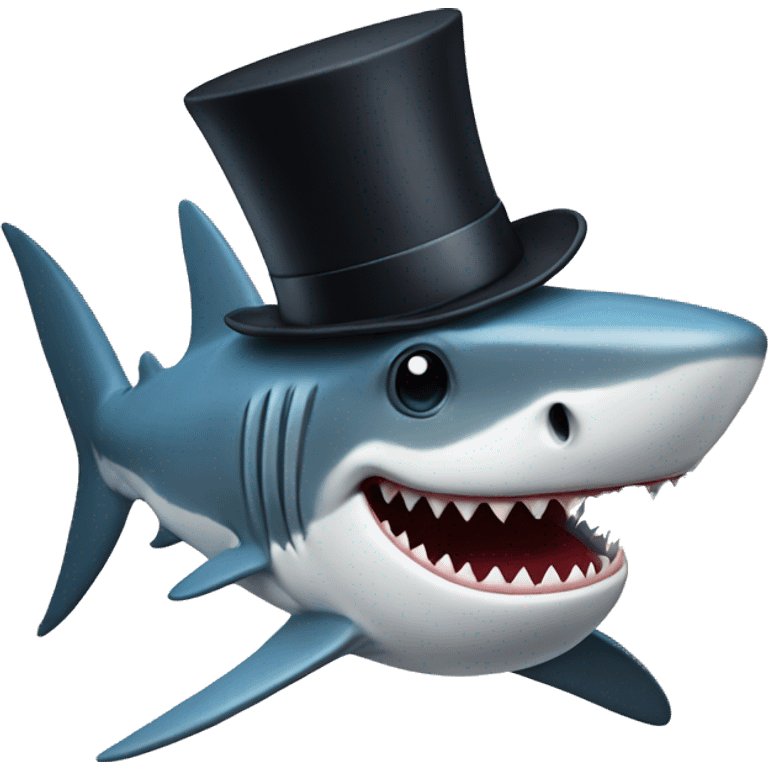 Shark with a top hat emoji