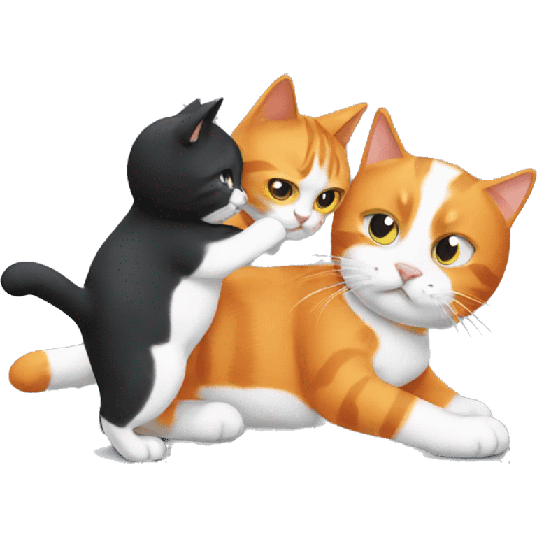 orange cat and black and white cat fighting emoji