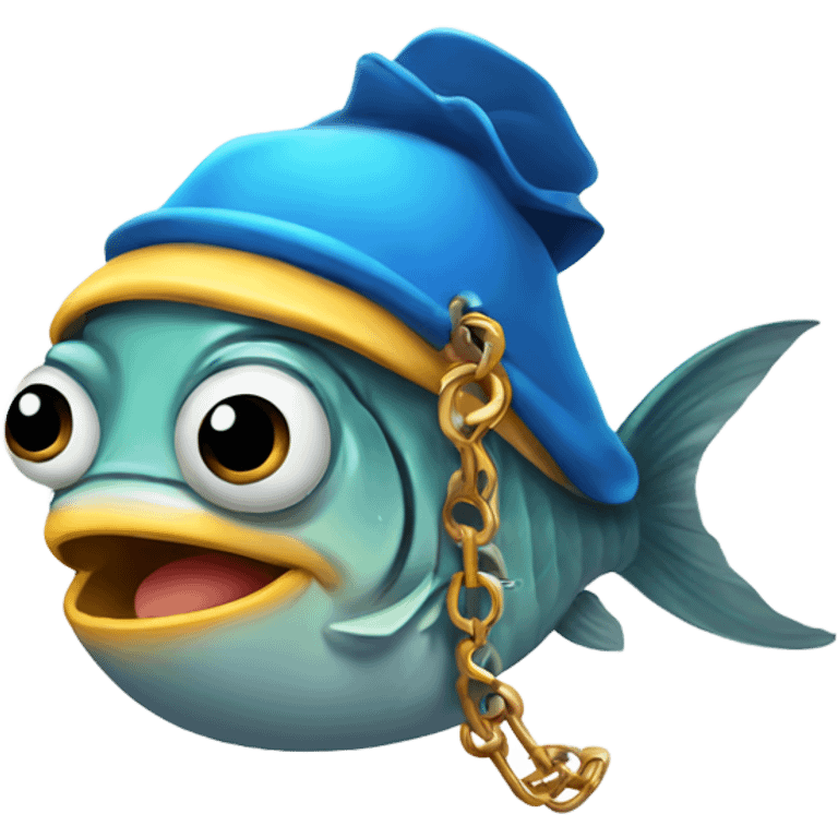 Fish wearing a hat and chain emoji